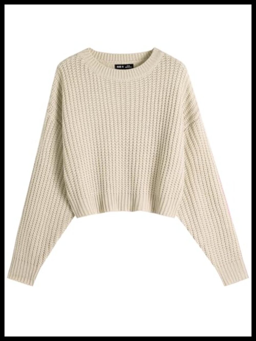 Batwing Cropped Crew Neck Sweater Women Ribbed Knit Pullover
